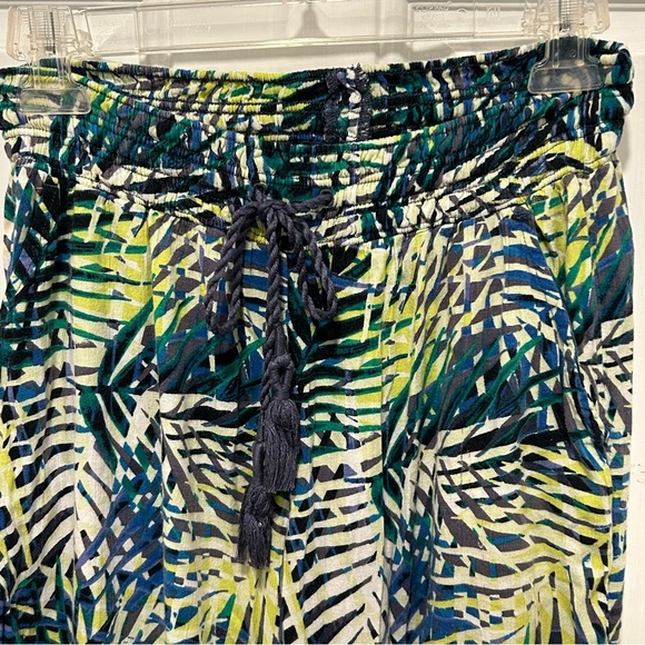 Aerie Women’s Pool-To-Party Wide Leg Pant, Palm Print, Blue And Green, Sz Small - Picture 2 of 7